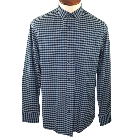 Nordstrom Other - Calibrate Mens XL Dress Shirt Blue Gray Gingham